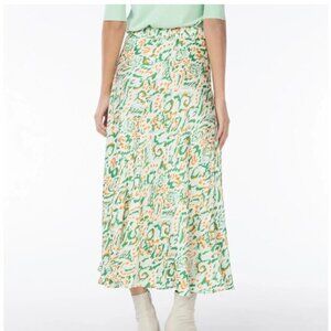 NWT Esqualo‎ Women's Kelly Skirt Maxi Mint/Orange Flowy Size 12